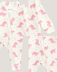 Girl 3-Piece Baby Romper Kit With Zipper 100% Cotton Printed Newborn Winter Layette 0 To 9 Months - 彩色 - 查看 2