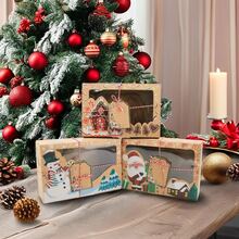 3/6/9/12PCS Christmas Gift Box Set With A PVC Transparent Window, Rectangular Storage Box For Cookies And Candies, Made Of Kraft Paper, Featuring A Gingerbread House Design, Perfect For Holiday Party Favors And Home Decor Storage Christmas Christmas Decorations Christmas Pajamas Christmas Gifts Christmas Decor