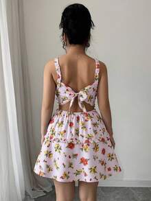 Vestido halter floral de mujer, vestidos casuales para mujer, vestido casual mujer, vestidos elegantes cortos, vestidos cortos elegantes, vestido sexy y elegante sin espalda de mujer. - Rosa - Ver 7