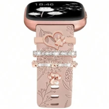 4 cái/bộ dây đeo đồng hồ thiết kế hình trái tim bằng hợp kim kẽm tương thích với Apple Watch 38/40/41/42/44/45mm làm quà tặng cho học sinh trở lại trường vào ngày lễ tình nhân - Hoa hồng vàng - Xem 10