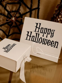 1 Peça Caixa de Presente de Halloween Personalizada com Fantasma, Decoração e Artesanato Divertidos para Festa de Halloween, Truque ou Travessura, Caixa de Embalagem de Presente de Halloween, Por Favor, Traga Sua Própria Embalagem Interna