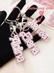 1 Chaveiro Personalizado de Acrílico com Nome - Placa de Nome Personalizada, Design Brilhante Rosa, Presente Perfeito para Meninas, Aniversários e Ocasiões Especiais, Enfeite de Mochila, Presente Personalizado com Nome, Multifuncional, Ornamental, Letra, Estiloso, Moderno, Colorido, Fofo, Casual, Personalizado, Único, Customizado, Presente Ideal para Ele, Presente Ideal para Ela, Fácil Conforto, Presente de Aniversário