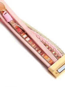 1 件水晶铜管锆石手链，粉色，女士母亲节礼物