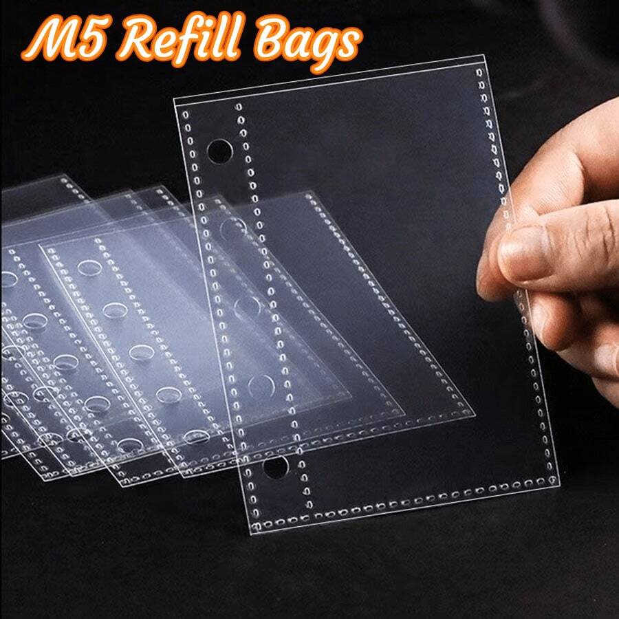 10pcs/20pcs/30pcs M5 Binder Clear Card Sleeves, 3 Inch Postcards Holder, Double Side 5 Holes Kpop Mini Collect Book Refill Bags,For School Supplies,Back To School