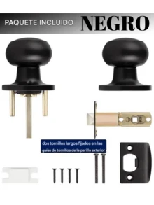 Perillas de puerta de paso, juego de cerradura de puerta interior sin llave, palancas de puerta sin llave, - Negro - Ver 2