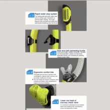 Tubo de respiración de silicona para buceo y esnórquel seco completo, equipo de buceo y esnórquel subacuático, boquilla de silicona para esnórquel - Multicolor - Ver 6