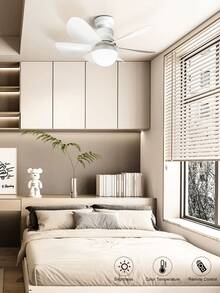 Wind Light Silent Ceiling Fan With Remote Control And 6-Leaf Silent LED Bulb - 白色 - 查看 5