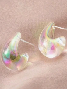 1 Pair Fashionable Elegant Teardrop Earrings, Suitable For Women's Daily Wear, Dates, Parties, And Everyday Matching - Transparent Color Fantasy - View 5