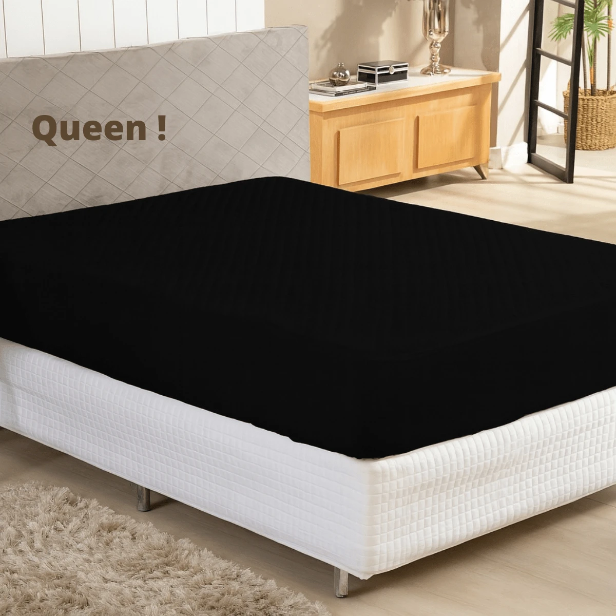 Mattress Protector Queen Waterproof Comfort Soft - Black - View 1