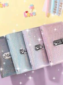 2025秋冬新款密码锁现金储蓄笔记本，仅限存放现金，大容量，财务管理收纳，A6尺寸带密码锁储蓄笔记本，可容纳100张纸，购物节限时折扣 - 彩色 - 查看 7