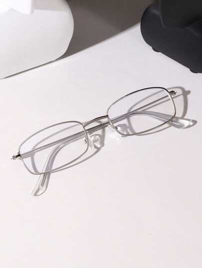 1 件装女士小方形眼镜框，窄脸，金边，超轻白古铜色矩形眼镜