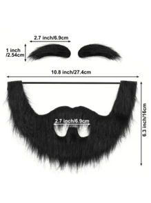 1 pezzo Set di baffi e sopracciglia finti autoadesivi - Accessorio costume originale, facile da indossare, adatto per feste e Ognissanti - Barba in fibra sintetica extra large con fascia elastica regolabile, forniture per feste di Ognissanti, decorazioni di Ognissanti, costumi di Ognissanti