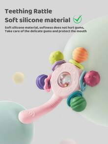 1 件婴儿出牙摇铃，柔软硅胶材质，新生儿必备，感官玩具，用于认知发展、抓握训练、缓解婴儿出牙不适，适合作为幼儿礼物，圣诞节、万圣节