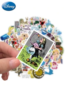 Disney 50 件爱丽丝梦游仙境官方*贴纸包卡通美国电影乙烯基防水贴纸贴花适用于水瓶笔记本电脑手机滑板剪贴簿 Gutair 派对礼物供应有趣的情人节礼物爱丽丝白兔帽匠红心皇后 - 查看 8