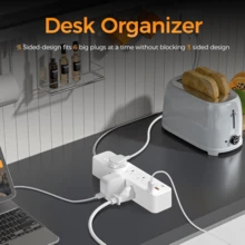 12-In-1 Surge Protector Power Strip With 9 AC Outlets, 2 USB-A Ports, 1 USB-C Port, Overload Protection, Universal Charging Station For Home, Office, Kitchen, Garage, Dorm Room - View 3