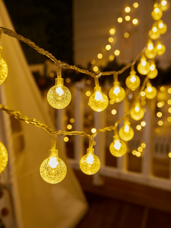 40 luces LED en forma de globo, luces de hadas LED de globo de cristal navideñas, control remoto para patio, jardín, porche, piscina, carpa, playa, dormitorio, boda, fiesta, decoración interior y exterior del árbol de Navidad, blanco frío, blanco cálido, 10/20 LED