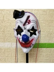 1 Peça Máscara de Palhaço Engraçada Preto e Branco, Acessório de Susto para Festa de Fantasia Assustadora, Decoração de Máscara de Boneca Sorridente Chorando Diabo. Fantasia de Interpretação de Papel, Adereço de Cabeça para Performance, Estilo de Moda Ousado, Fantasia de Amigos para Festa de Halloween