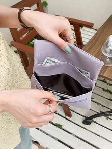 Dompet Anti-Pencurian RFID Unisex Warna Solid Ultra Tipis Tas Kartu Kredit Gesper Hadiah untuk Wanita Kantong Uang Dompet Panjang (Warna Kancing Acak) - MultiWarna - View 11