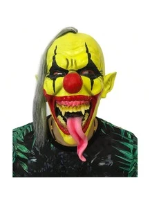 1 Peça Máscara de Palhaço Engraçada Preto e Branco, Acessório de Susto para Festa de Fantasia Assustadora, Decoração de Máscara de Boneca Sorridente Chorando Diabo. Fantasia de Interpretação de Papel, Adereço de Cabeça para Performance, Estilo de Moda Ousado, Fantasia de Amigos para Festa de Halloween