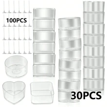 130 piezas Juego de candelabros y mechas, 30 piezas Portavelas de té, 100 piezas Mechas de vela, Tazas de plástico para velas de té, Portavelas, Molde de rack para derretir cera, Kit de fabricación de velas DIY, Suministros para hacer velas
