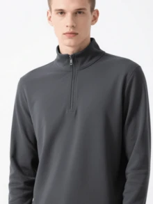 Men's Quarter Zip Pullover Hoodie - Multiple Colors Available - Màu xám đen - Xem 6