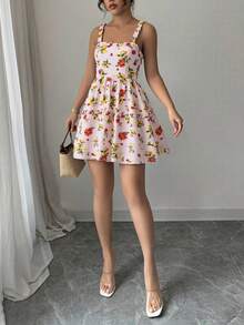 Vestido halter floral de mujer, vestidos casuales para mujer, vestido casual mujer, vestidos elegantes cortos, vestidos cortos elegantes, vestido sexy y elegante sin espalda de mujer. - Rosa - Ver 6