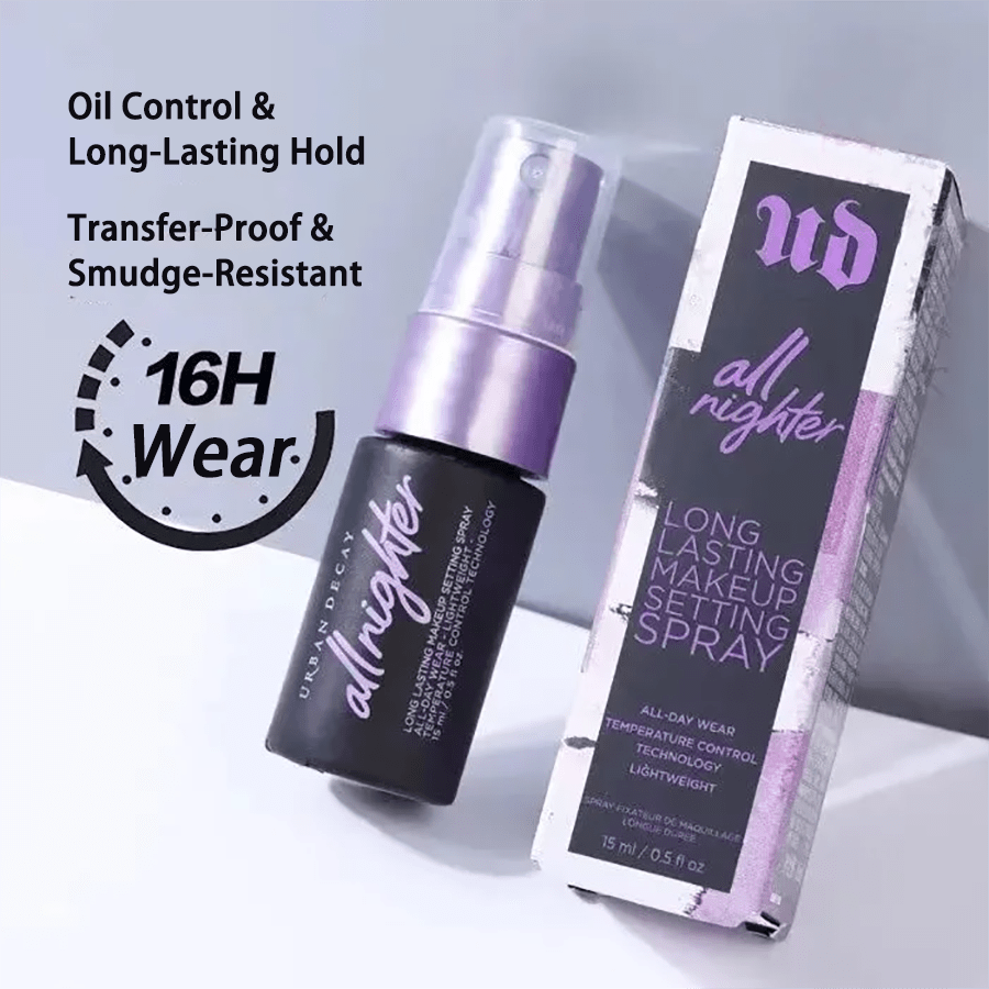 Urban Decay ​​Travel-Size All Nighter Waterproof Makeup Setting Spray 15ml/0.5oz. Long-Lasting, Waterproof Setting Spray For Vibrant, Smudge-Proof Makeup.