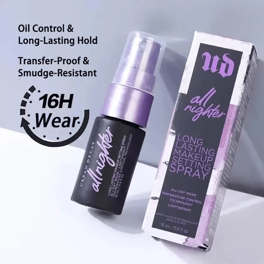 Urban Decay ​​Travel-Size All Nighter Waterproof Makeup Setting Spray 15ml/0.5oz. Long-Lasting, Waterproof Setting Spray For Vibrant, Smudge-Proof Makeup. - Dark Purple - View 1