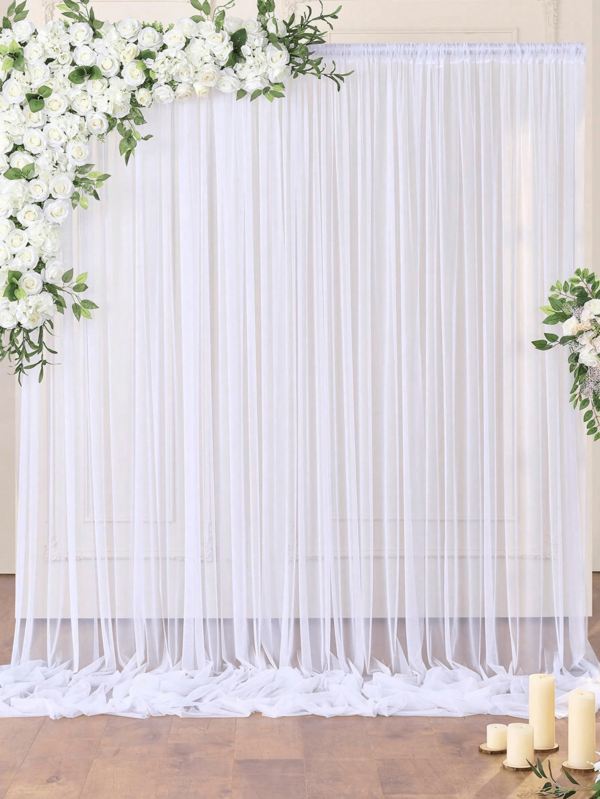 2pcs/4pcs/10pcs-Tulle Background Curtains, Transparent Background Curtains Suitable For Birthday Parties Wedding Spring Season Parties, Photography Background Decoration,Valentine's Day Decoration, Holiday Party Photography Background Decor,Hanging Curtain Background Decor, Thanksgiving Day, Halloween, Christmas
