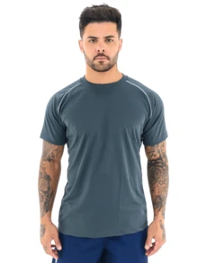 Kit 2 Men's Short Sleeve Dry Fit Gym Fitness T-Shirt Plain Blouse - Màu Xám nhạt - Xem 2