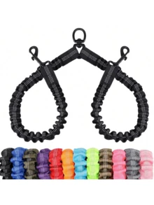 1pc 360° Swivel Dog Leash, Anti-, Shock Absorbing Reflective Elastic Leash, Comfortable For Walking 2 Dogs