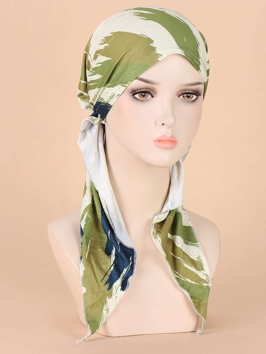 1 件女士画笔印花飞机帽，适合日常佩戴 - 軍綠色 - 查看 1