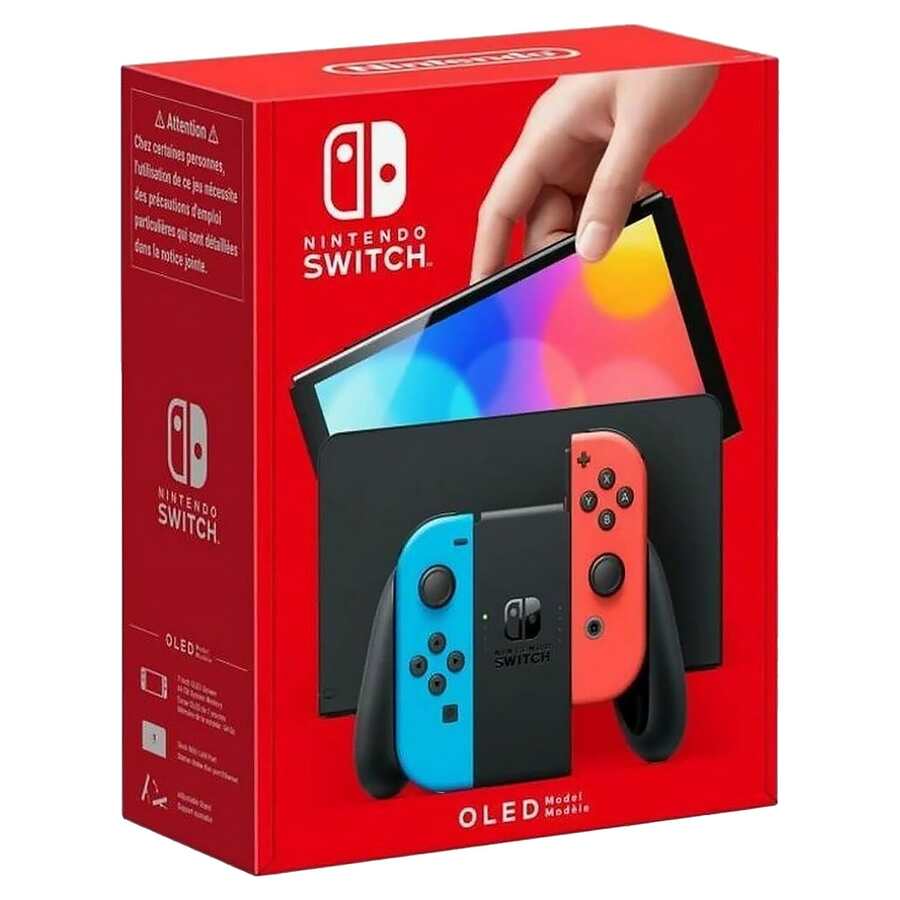Switch - OLED Model Video Gaming Console With Neon Red & Neon Blue Joy-Con - HK Version (HK Charger With HK To US Plug Adapter) - Neon Red & Neon Blue - 查看 1