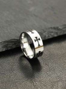 Titanium Steel Cross Ring, Stainless Steel Plain Geometric Ring, No Color Fading Jewelry
