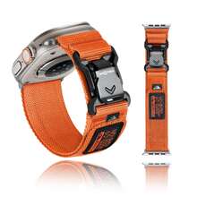 宽款柔软尼龙运动表带，配有磁性 Fidlock V 型扣，兼容男女款 表带，兼容 42 毫米（系列 10）、41 毫米（9/8/7）、40 毫米（SE2/SE/6/5/4）、38 毫米（3/2/1），透气吸汗坚固表带，适合骑自行车、徒步旅行、跑步、露营 - 44/45/46/49/42mm-Series 3 2 1 - 查看 6