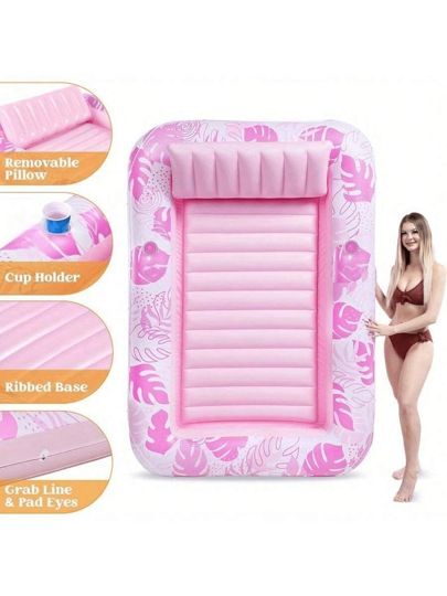 Piscina redonda de diversión familiar tropical - Durable PVC, sin necesidad de inflado, plegable, fácil de guardar, perfecta para fiestas en el patio y diversión interior, diseño de palmera azul, piscina de ocio | Piscina de vibe de verano | Piscina de PVC duradero, flotadores de piscina