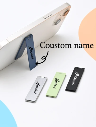 Customized Name: Personalized Foldable Desktop Phone Stand, Portable Metal Mini Phone Stand, For Friends, Family, Or Loved Ones
