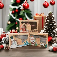 3/6/9/12PCS Christmas Gift Box Set With A PVC Transparent Window, Rectangular Storage Box For Cookies And Candies, Made Of Kraft Paper, Featuring A Gingerbread House Design, Perfect For Holiday Party Favors And Home Decor Storage Christmas Christmas Decorations Christmas Pajamas Christmas Gifts Christmas Decor