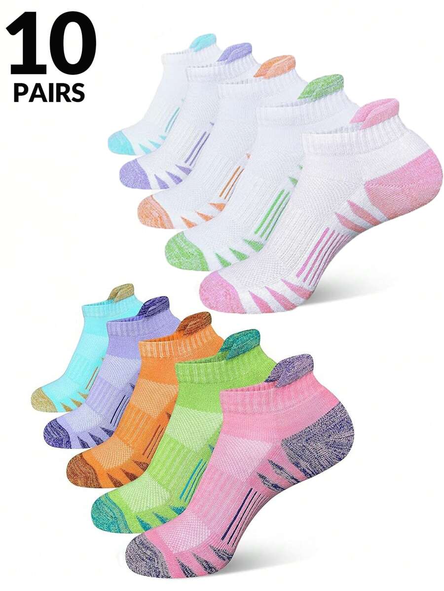 10/5 双女士袜子，运动踝袜，适合所有季节，女士跑步压缩袜，舒适柔软带扣袜