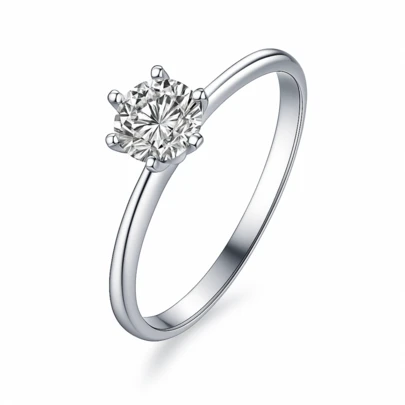 Anel Solitário Prata 2mm Pedra Branca Zirconia Luxo Casal