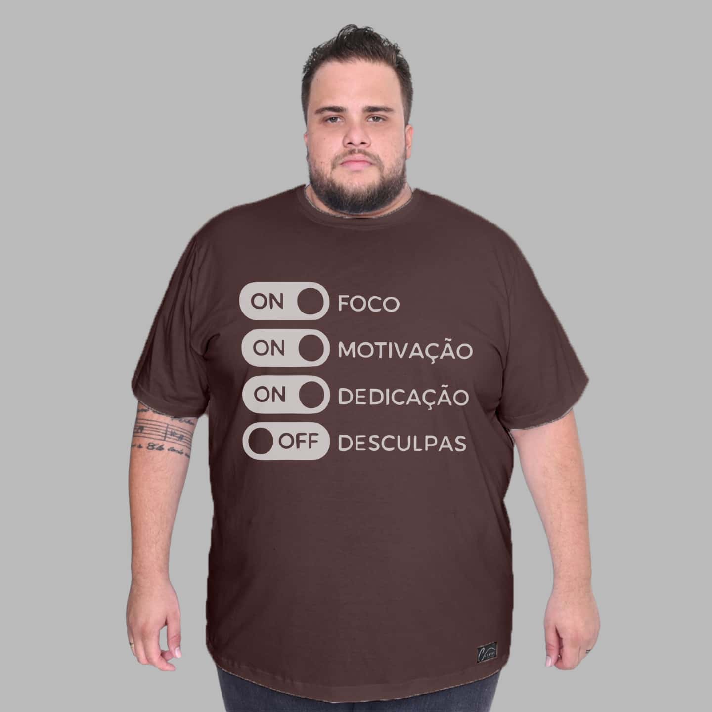 Men's Plus Size Motivation Focus Shirt T-Shirt - Óxido marrón - Ver 1
