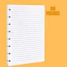 Caderno de Discos Inteligente Capa Dura em Courino Pautado  Anotações Planejamento Notas Papelaria Fofa - Refil Branco Pautado - Visão 3