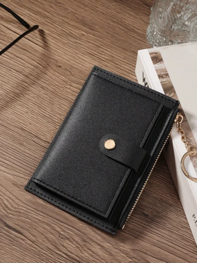 2 折时尚纯色多卡位拉链短款钱包和卡包女士钱包迷你钱包钱包卡包男士钱包男士钱包皮革钱包钥匙扣