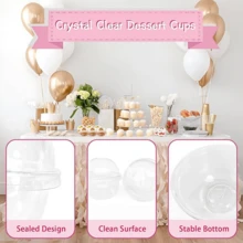50/100Pack Plastic Parfait Cups With Dome Lids, Dessert Cups, 12/16oz Yogurt Parfait Cups With Sporks, Clear Plastic Cup With Dome Lids (No Hole) For Yogurt, Dessert, Ice Cream, Cupcake, Snacks, Pudding, Fruits - 8 oz - 查看 9