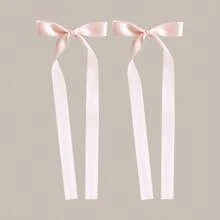 2pcs Women's Hair Accessories, Minimalist Fashion Bow Hair Clips, Elegant Ballet Style Ribbon Hair Clips, Sweet & Cute Barrettes For Everyday Use, Extra Long, Claw Clips, Hair Claws, Hair Slide, Duckbill Clip