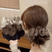 1 件女士缎面发圈、优质发带、马尾辫固定发饰、马尾辫固定器、发圈、发橡皮筋、发绳、发饰