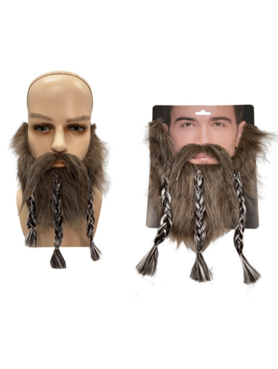 2pcs Halloween Braided Sideburns, Mustache, Goatee Costume Accessories, Party Supplies, Brown Pirate Beard