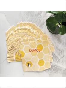 20pcs Bee Themed Party Printed Paper Napkins, Decorative Handkerchief