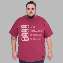 Men's Plus Size Motivation Focus Shirt T-Shirt - Maroon - View 1