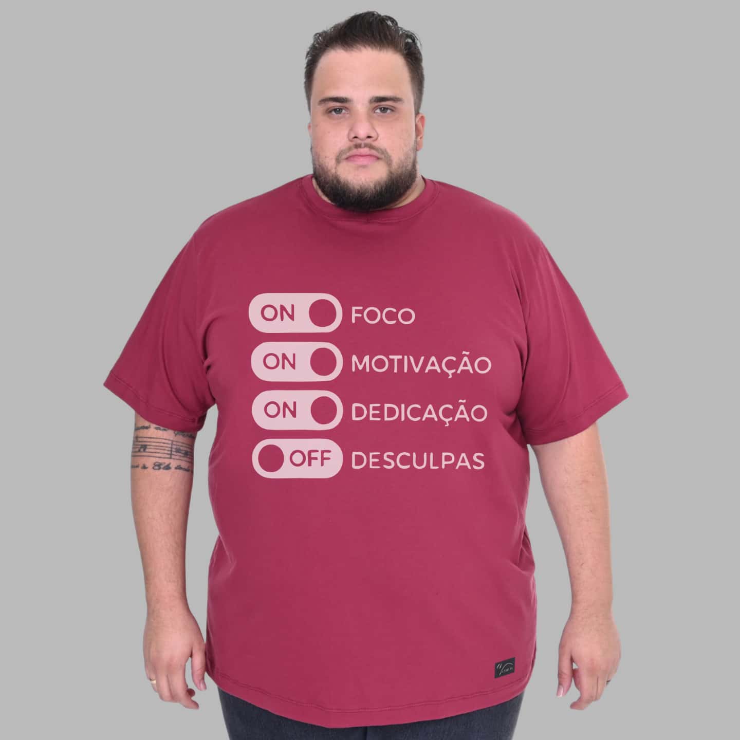 Men's Plus Size Motivation Focus Shirt T-Shirt - Maroon - View 1